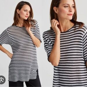 Eileen Fisher Linen Knit Stripe Round Neck Tunic size Medium